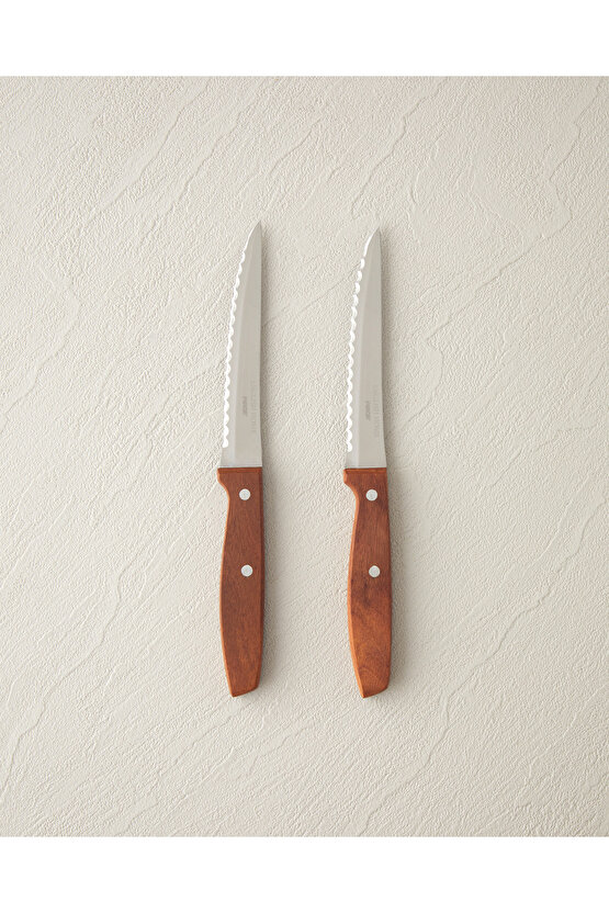 Steak Paslanmaz Çelik 2li Bıçak 19 cm Kahve