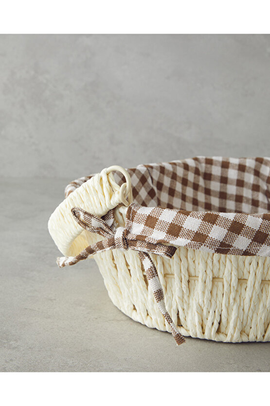 Rovella Kağıt Ekmek Sepeti 29x22x9,5 cm Krem