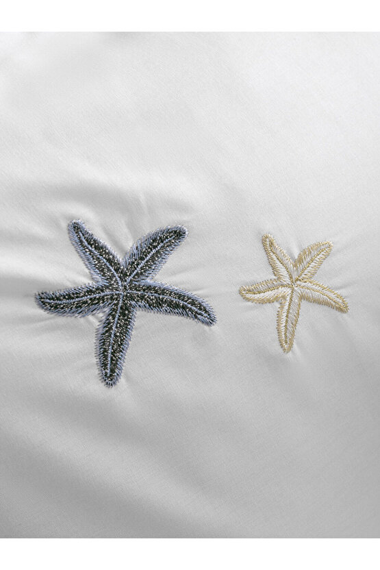 Esvab Giyimden Şık Tercihler | Beyaz Yıldız Baskılı Pamuklu Yastık Kılıfı 2li 50x70 cm