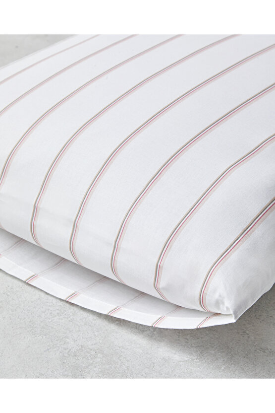 Serene Stripes Pamuklu 2li Yastık Kılıfı 50x70 cm Pembe