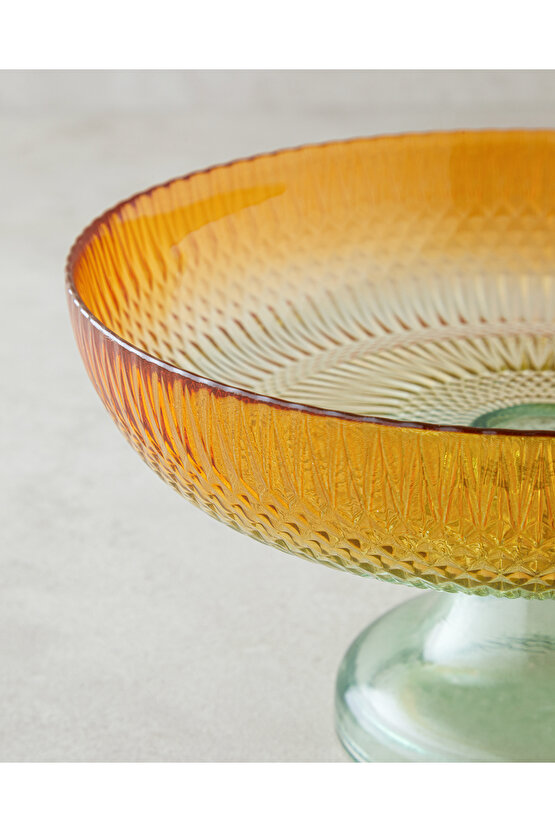 Arina Cam Ayaklı Kase 24 cm Yeşil-Turuncu