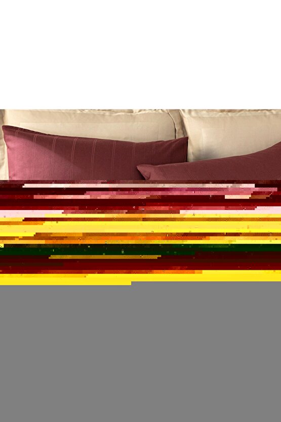 Listra Çizgili Pamuk Saten 2 li Yastık Kılıfı Fildişi