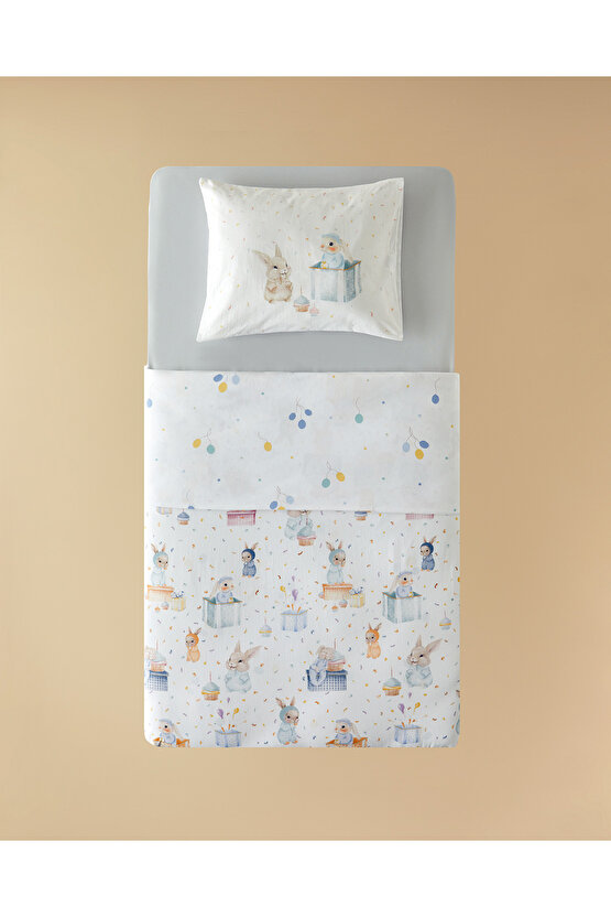 Pretty Bunny Pamuklu Bebe Nevresim Takımı Mavi