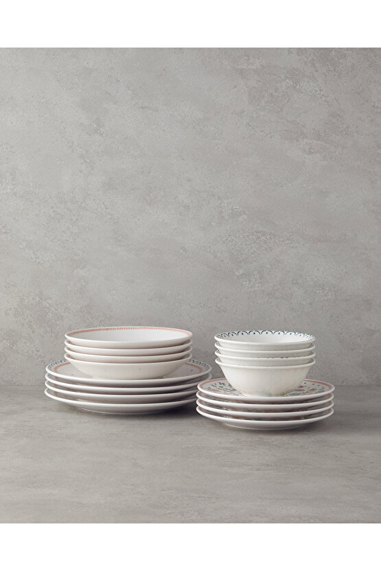 Enola Seramik Yemek Takımı 16 Parça 4 Kişilik Yeşil