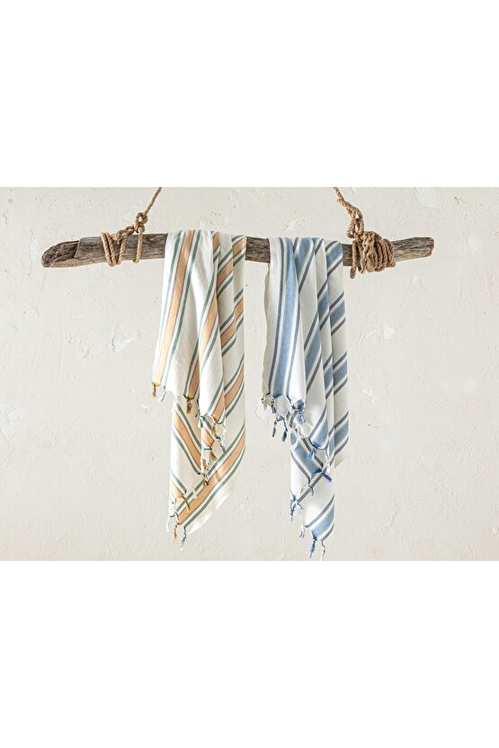 Samba Pamuklu Çizgili Peştamal 90x160 Cm Sarı-yeşil