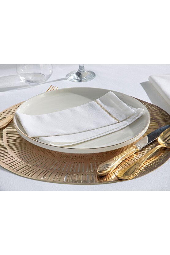 Torino Pamuk 2li Misafir Peçetesi 45x45 Cm Beyaz-gold