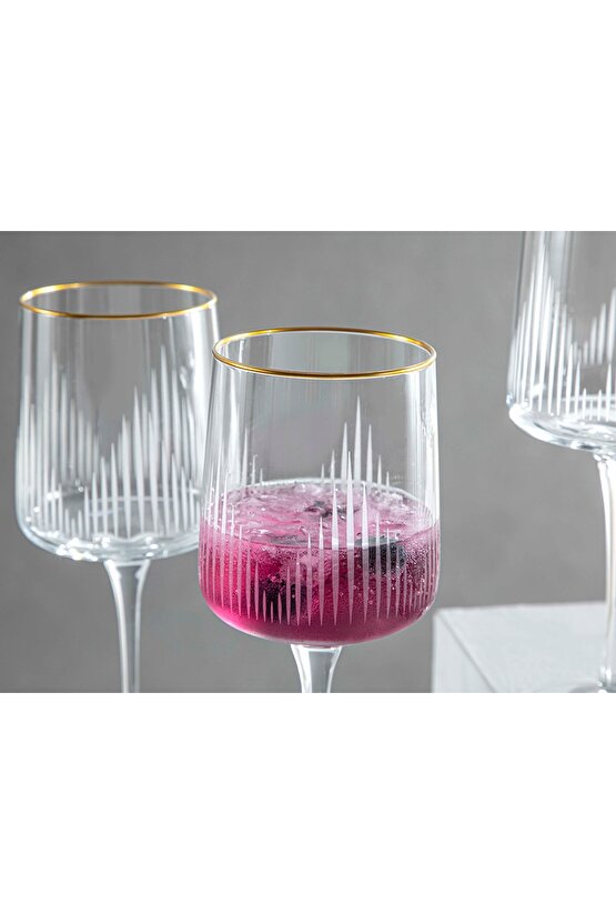 3 Zett Cam 3lü Kadeh 320 Ml Gold Cam Kırmızı Şarap Kadehi