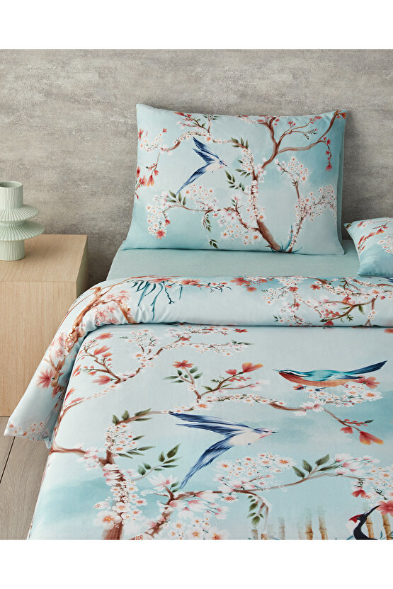 Bright Shinrin Çift Kişilik Nevresim Takımı Turkuaz