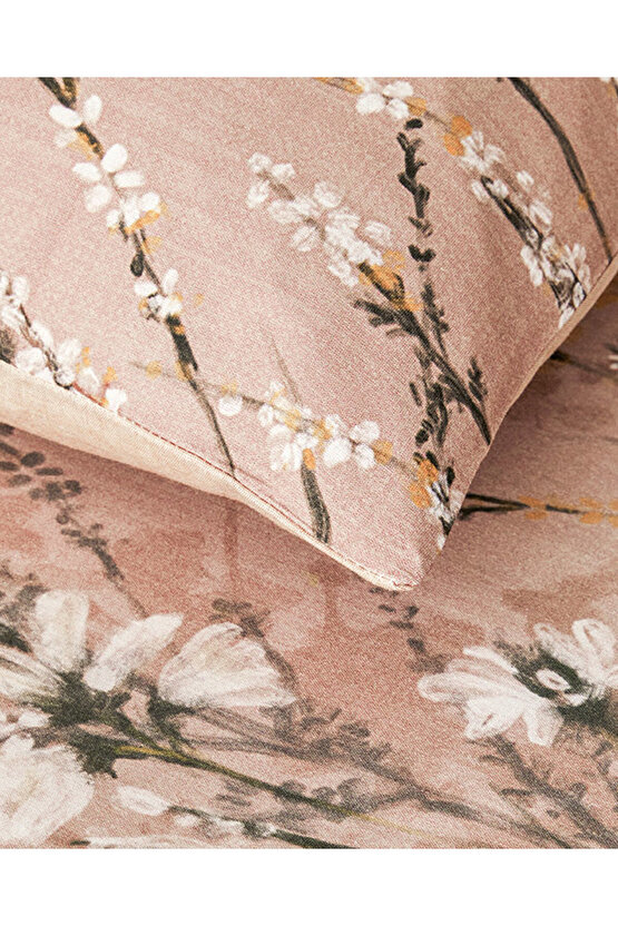 Sweet Spring Dijital Baskılı Soft Cotton Çift Kişilik Çarşaflı Nevresim Takımı Gül Kurusu