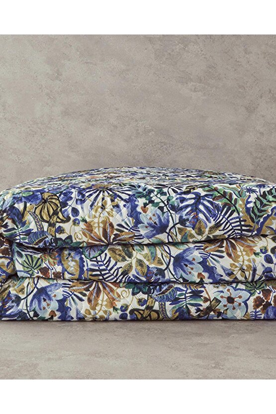 Floral Charm Çift Taraflı King Size Çok Amaçlı Örtü Mavi