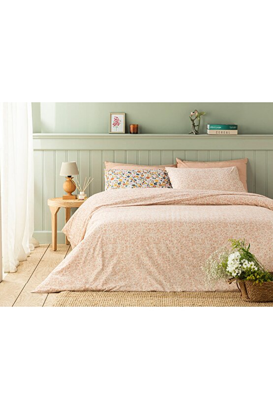 Flower Festival Pamuk Tek Kişilik Nevresim Takımı 160x220 Cm Turuncu