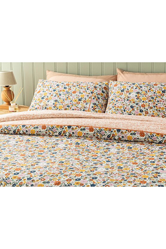 Flower Festival Pamuk Tek Kişilik Nevresim Takımı 160x220 Cm Turuncu