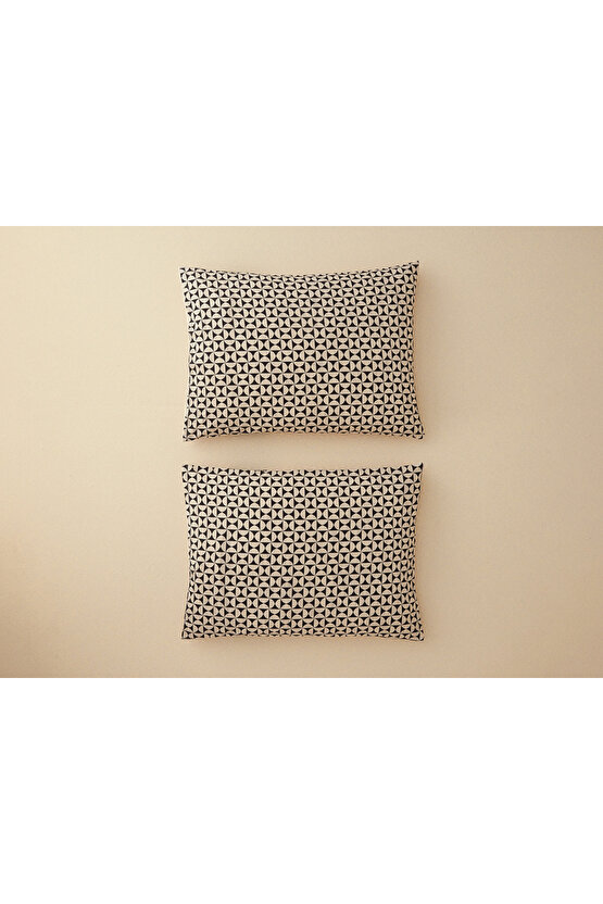Geodesic Dijital Baskılı Soft Cotton 2li Yastık Kılıfı 50x70 Cm Antrasit - Yeşil