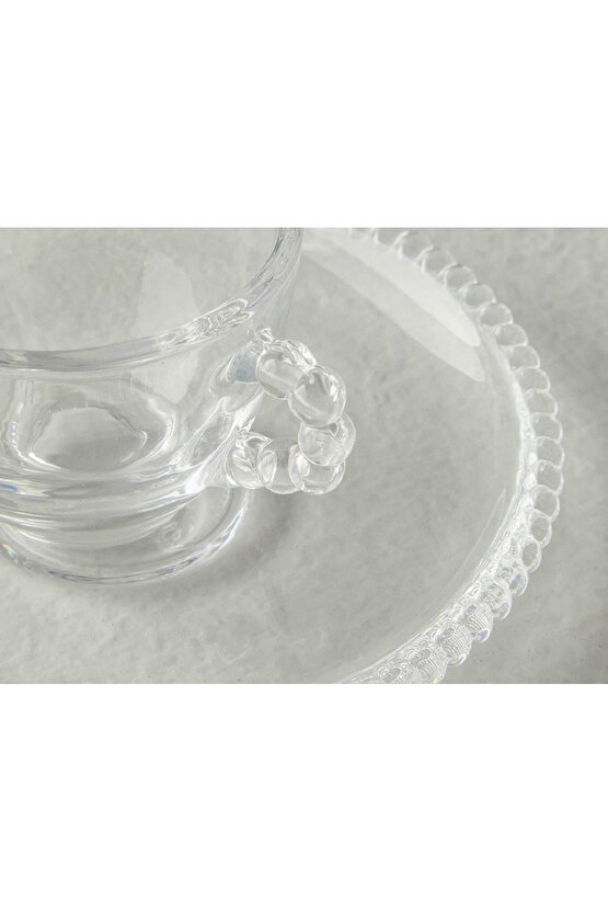 Balloon Cam 8 Parça 4 Kişilik Kahve Fincan Takımı Şeffaf