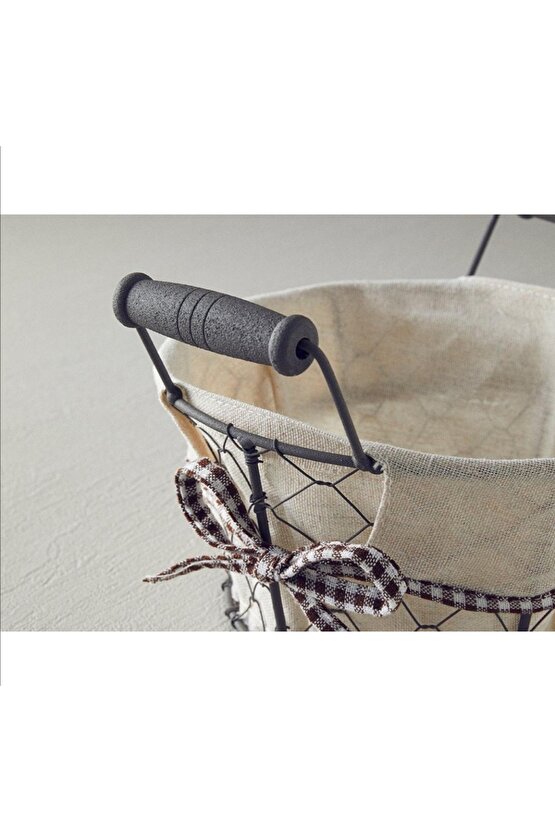 Aluna Metal Ekmek Sepeti 20 Cm Bej