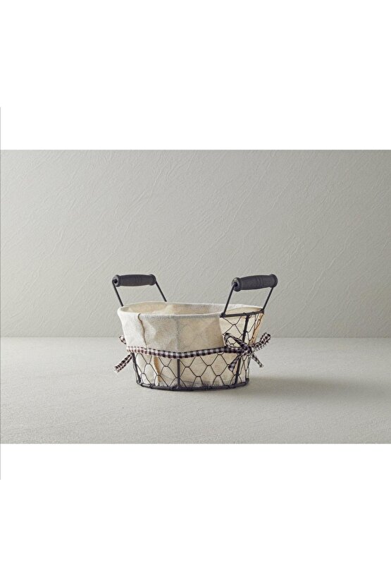 Aluna Metal Ekmek Sepeti 20 Cm Bej