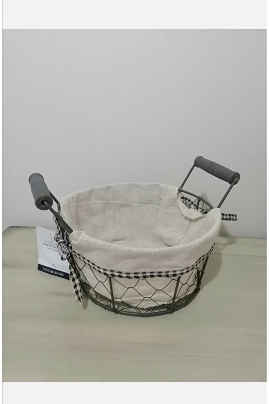 Aluna Metal Ekmek Sepeti 20 Cm Bej