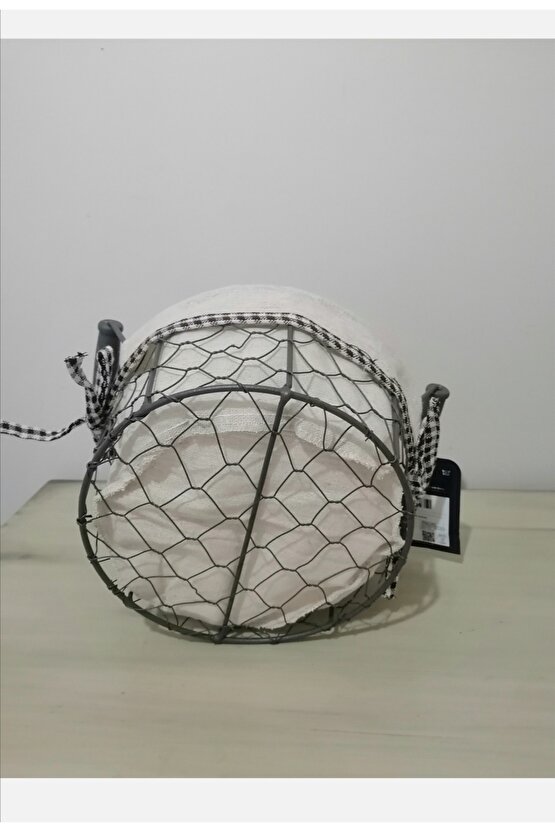 Aluna Metal Ekmek Sepeti 20 Cm Bej