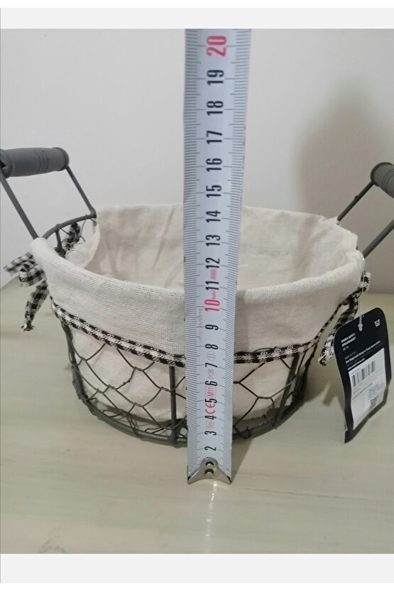 Aluna Metal Ekmek Sepeti 20 Cm Bej