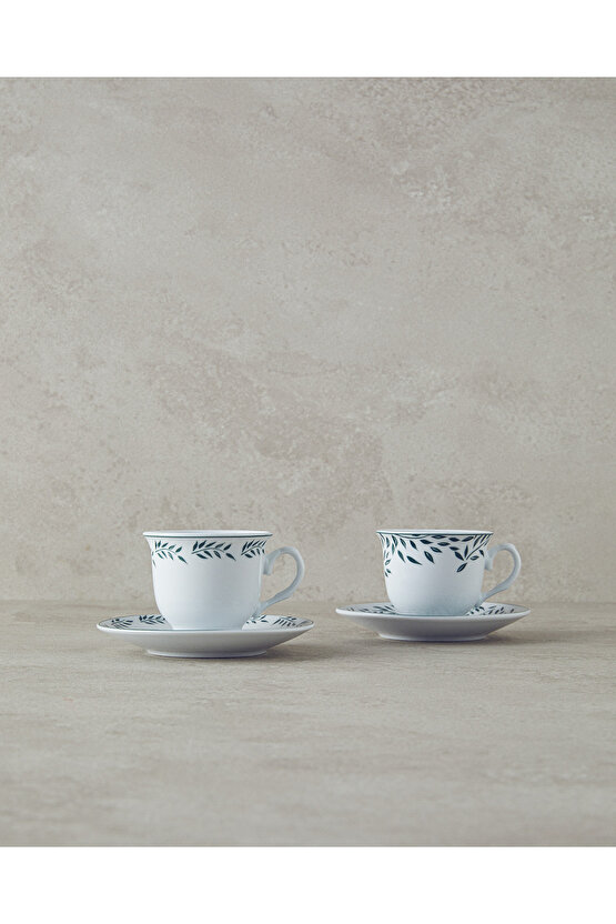 Blatt Porselen 2li Kahve Fincan Takımı 80 Ml Yeşil