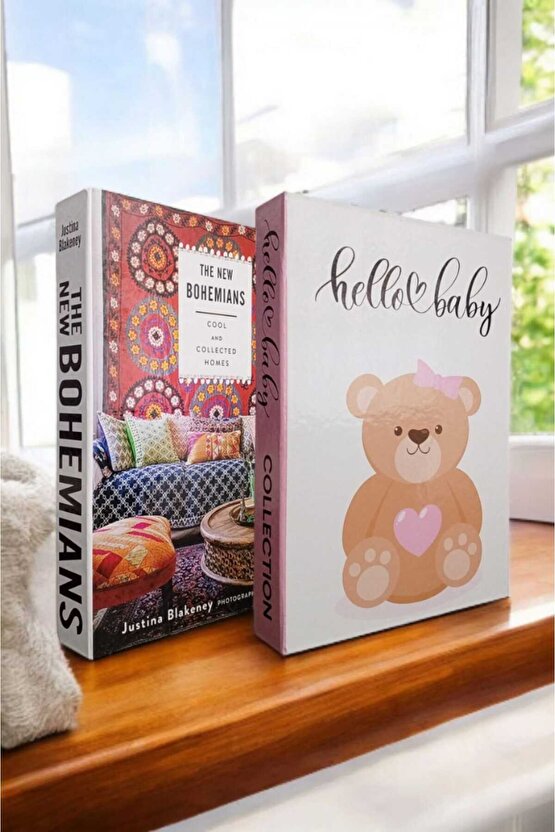 Dekoratif Kitap Görünümlü Kutu 2li Set Decorative Book Looking Box