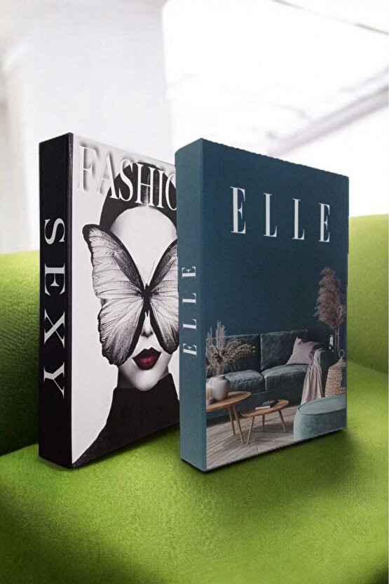 Dekoratif Kitap Görünümlü Kutu 2li Set Decorative Book Looking Box