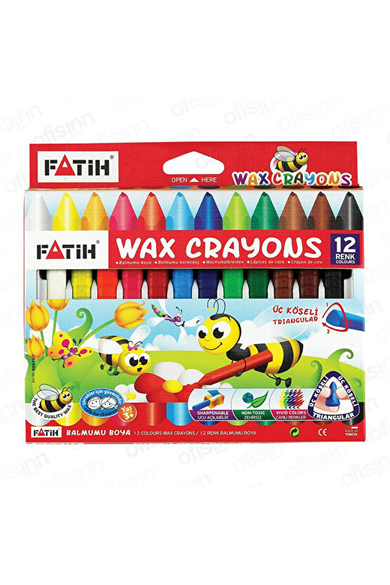 12 Renk Wax Crayon Uzun Mum Boya 50130