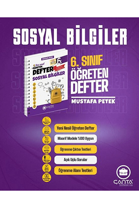 6. Sınıf Sosyal Bilgiler Okula Yardımcı Öğreten Defter 2025-2026  Çanta Yayınları  9786256137073
