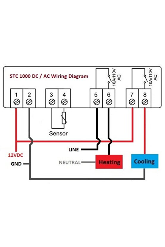 STC-1000 12V Dijital Termostat - Kuluçka ve Akvaryum Isı Kontrol Kartı (Sensörlü)