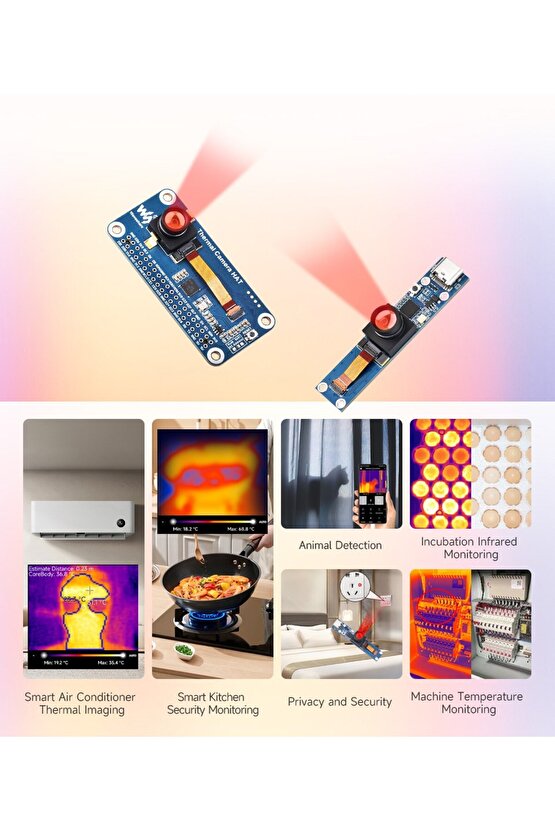 Thermal Camera 80x62 IR Termal Görüntüleme Modülü - Raspberry Pi 40PIN GPIO Uyumlu Kızılötesi Sensör