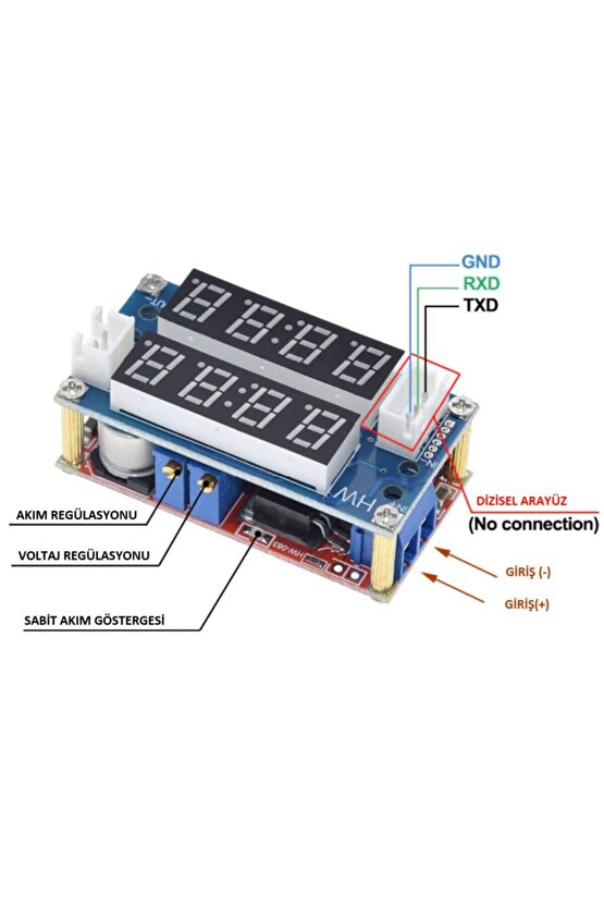 Ekranlı Xl4015 5a Volt Amper Ayarlı Cccv Voltaj Düşürücü Modül