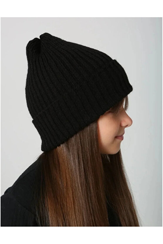 ÇOCUK DOKUMA TRİKO BERE - SİYAH