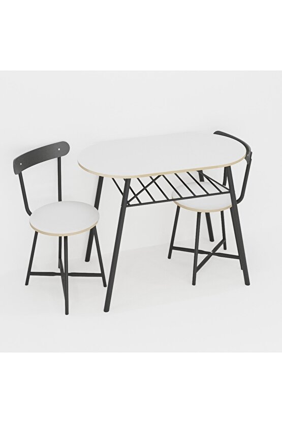 2 Kişilik Mutfak Bahçe Masa Sandalye Seti Beyaz 1466