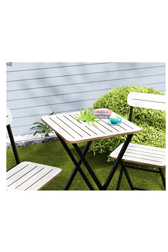 Bahçe Masa Sandalye Bistro Takım Beyaz 1393