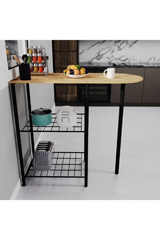 Mutfak Bar Masa Sandalye Takımı Katlanır Döşemeli Bar Sandalye 2 Kişilik Çam 1313