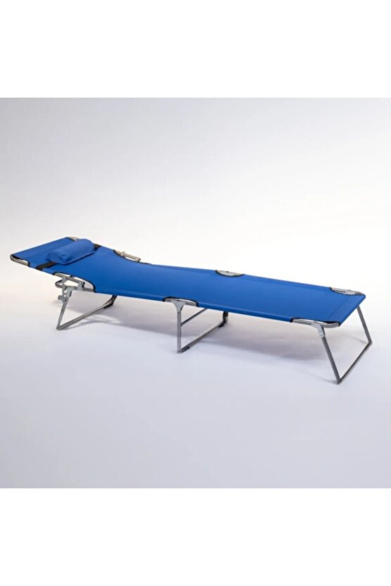 Kamp Yatağı Yastıklı Katlanır Şezlong Kampet Mavi 1626