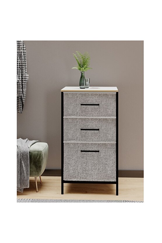 Çok Amaçlı Dolap 3 Çekmeceli Orta Boy Komodin Sehpa