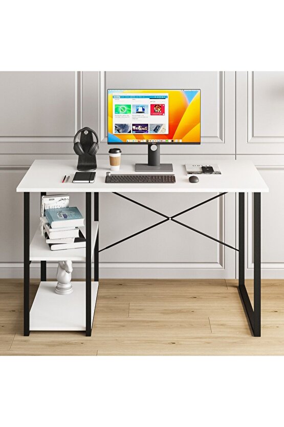 Çalışma Masası Raflı Ofis Laptop Bilgisayar Masası Çam