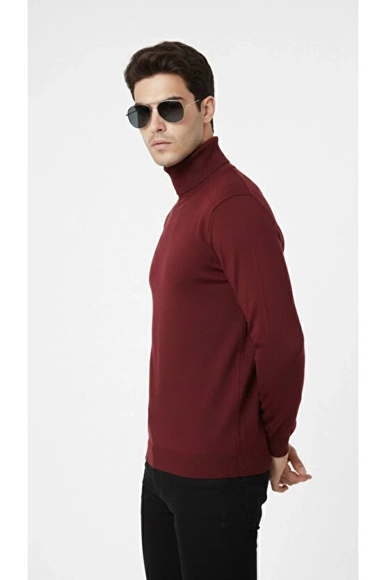 Tam Boğazlı Balıkcı Yaka Triko Kazak yumuşak dokulu Pamuklu ince Dokuma, uzun kollu Rahat Regular ka