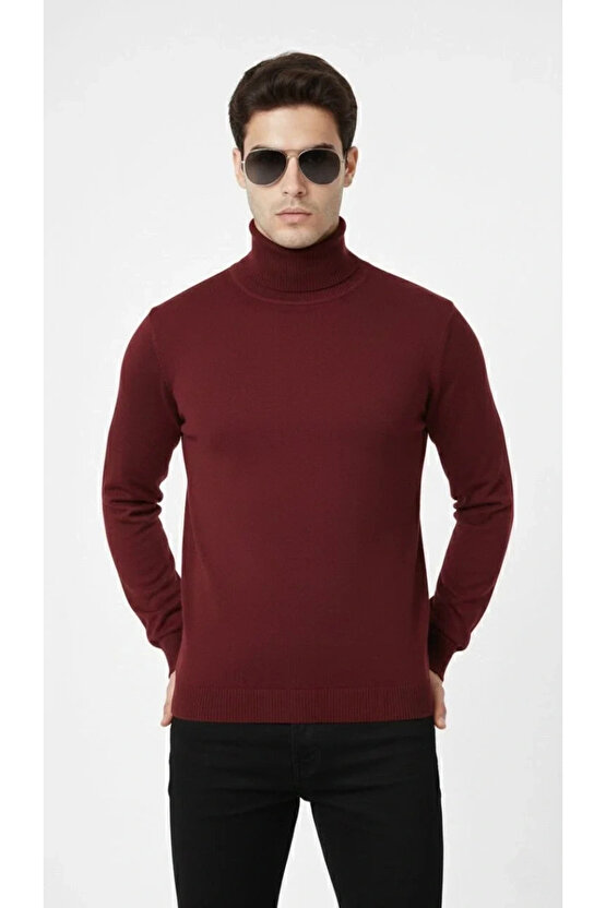 Tam Boğazlı Balıkcı Yaka Triko Kazak yumuşak dokulu Pamuklu ince Dokuma, uzun kollu Rahat Regular ka