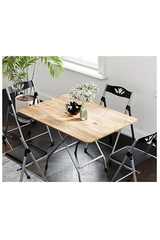 Katlanır Mutfak Masa ve 4 Adet Sandalye Takımı 60x90