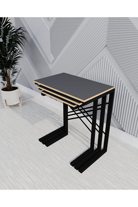 3 lü Zigon Sehpa Metal Sehpa C sehpa Yan Sehpa