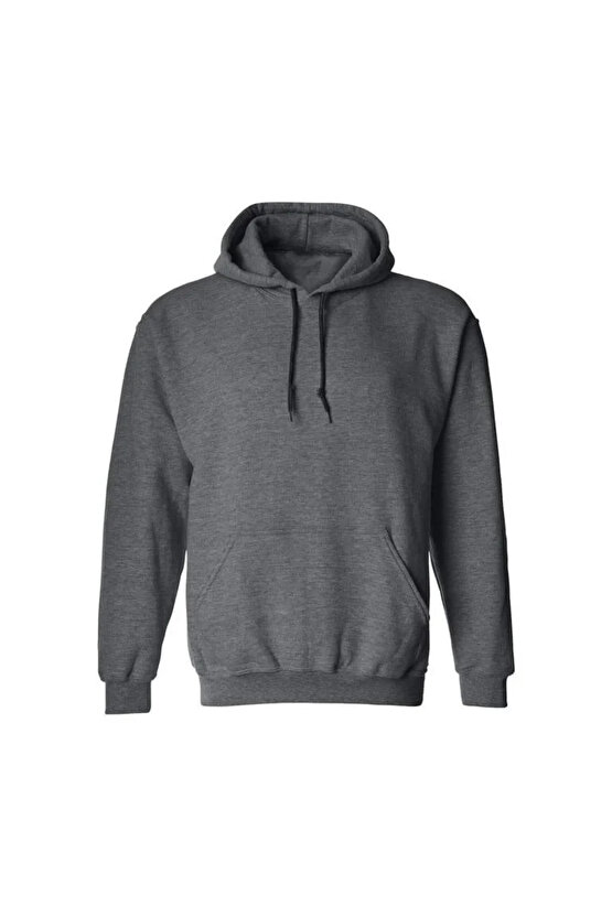 Erkek Uzun Kol Kapşonlu Basic Sweatshirt hoodie - Füme