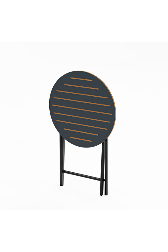 Minderli Bistro Takım Bahçe Masa Sandalye Yuvarlak Füme  1486