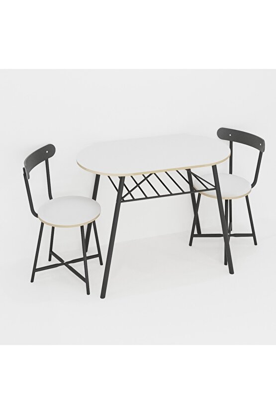 2 Kişilik Mutfak Bahçe Masa Sandalye Seti Beyaz 1466