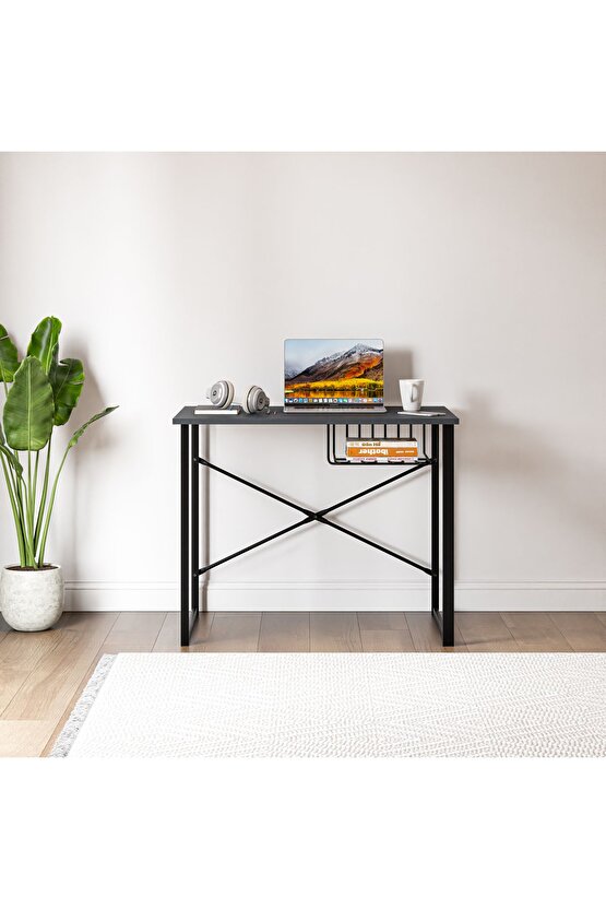 Bilgisayar Masası Raflı Çalışma Laptop Masası Füme 1445