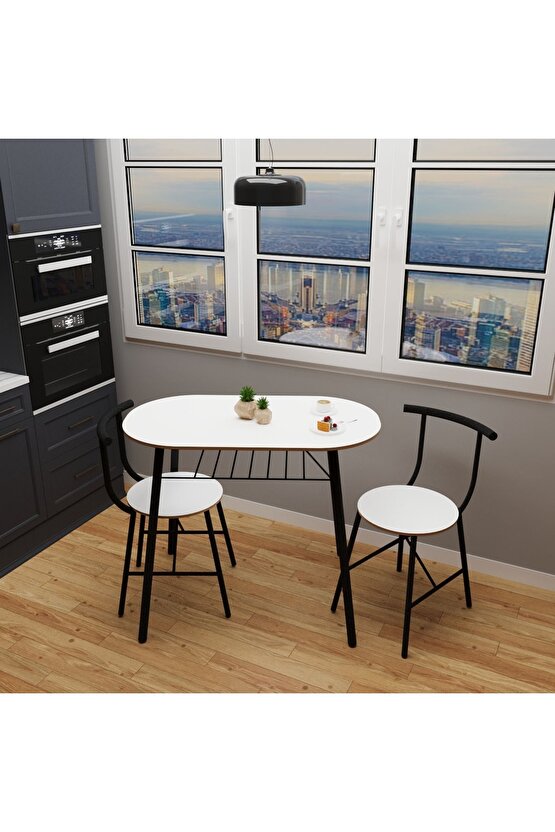 Masa Sandalye Takımı 2 kişilik Mutfak Masa Seti Beyaz 1102