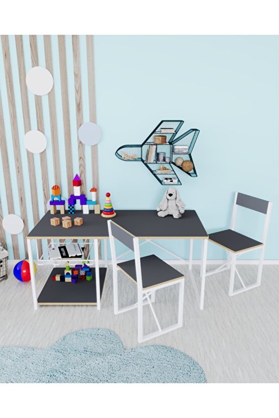 Çocuk Çalışma Masası Ve 2 Sandalyeli Oyun Etkinlik Aktivite Masası
