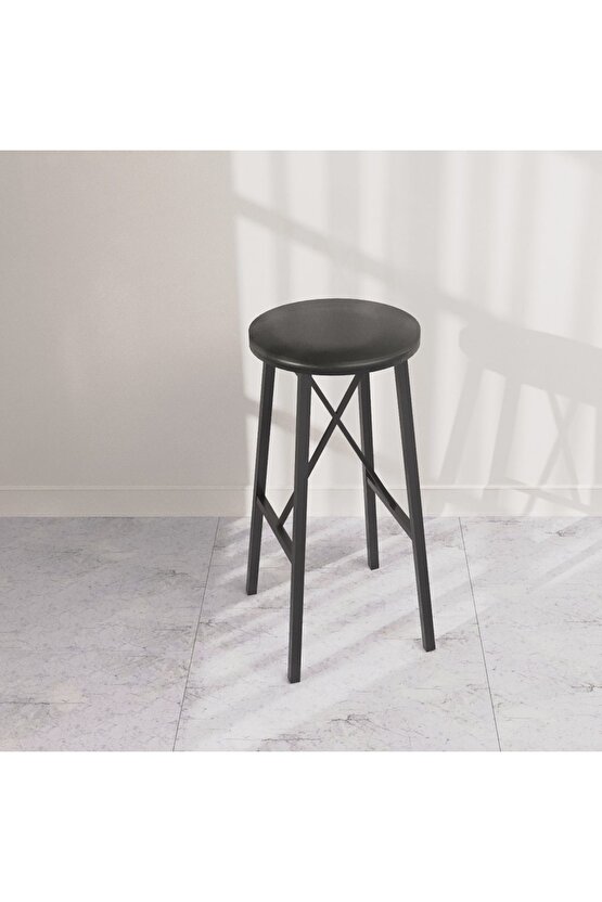 Siyah Döşemeli Bar Sandalyesi Bar Taburesi Mutfak Sandalyesi 1305