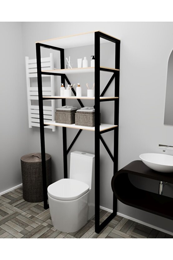 Klozet Üstü Düzenleyici Raf Banyo Düzenleyici Klozet Üstü Raf Banyo Raf Dolap Beyaz